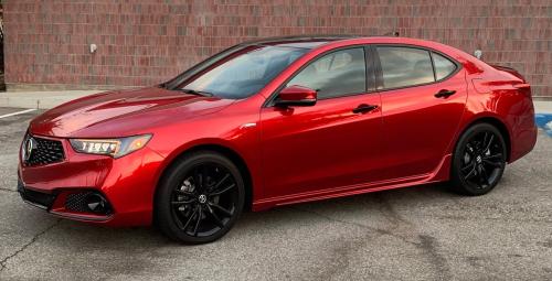 Photo of a 2020 Acura TLX in Valencia Red Pearl (paint color code R556P)