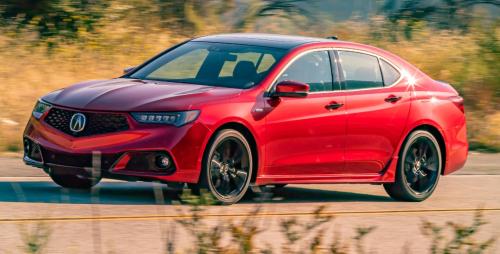 Photo of a 2020 Acura TLX in Valencia Red Pearl (paint color code R556P)