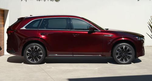 Photo of a 2024-2025 Mazda CX-90 in Artisan Red Metallic (paint color code 51F)