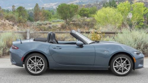 Photo of a 2016-2017 Mazda Miata in Blue Reflex Mica (paint color code 42B)