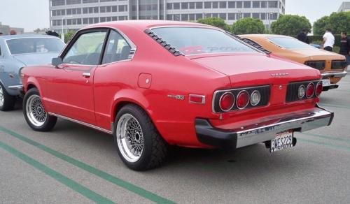 Photo of a 1974 Mazda RX-3 in Sunset Red (paint color code RH)
