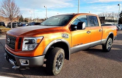 Photo of a 2019 Nissan Titan in Moab Sunset Metallic (paint color code EBB)