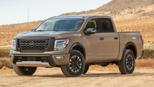 Photo of a 2020-2024 Nissan Titan in Baja Storm Metallic (paint color code HAL)