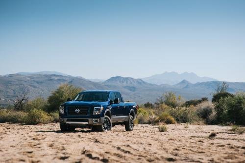 Photo of a 2023 Nissan Titan in Deep Blue Pearl (paint color code RAY)