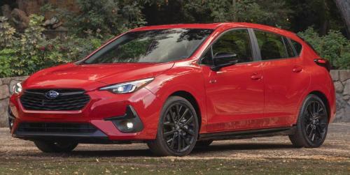 Photo of a 2027 Subaru Impreza in Ignition Red (paint color code DCK)
