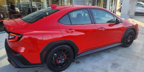 Photo of a 2023 Subaru WRX in Ignition Red (paint color code DCK)