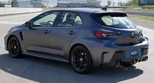 Photo of a 2023 Toyota Corolla in Smoke Matte (paint color code 1M1)