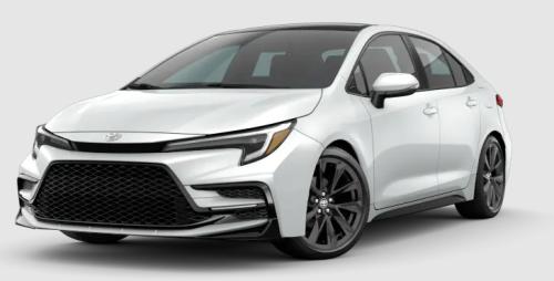 Photo of a 2021-2025 Toyota Corolla in Midnight Black on Wind Chill Pearl (paint color code 2PS)