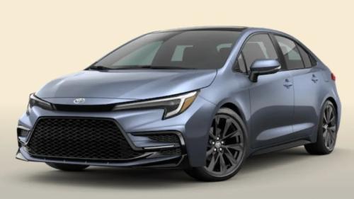 Photo of a 2023-2024 Toyota Corolla in Midnight Black on Celestite (paint color code 2YC)