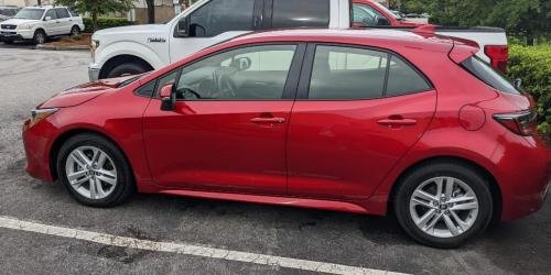 Photo of a 2022-2025 Toyota Corolla in Finish Line Red (paint color code 2XM