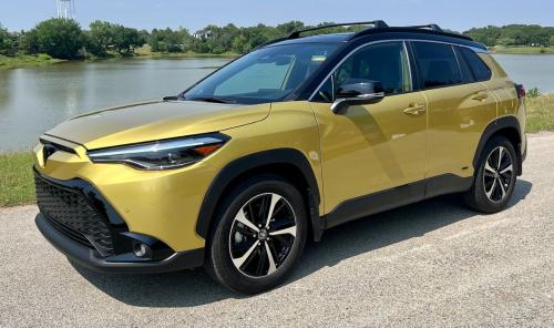 Photo of a 2023-2024 Toyota Corolla Cross in Jet Black Mica on Acidic Blast (paint color code D18)
