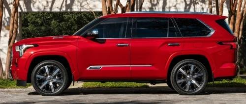 Photo of a 2023 Toyota Sequoia in Supersonic Red (paint color code 3U5)